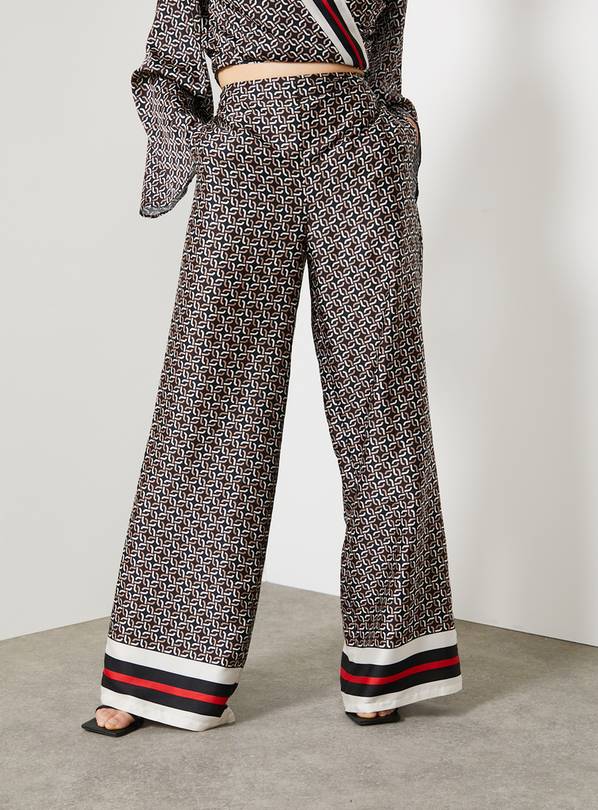 For All The Love Border Printed Satin Co-ord Wide Leg Trouser 8